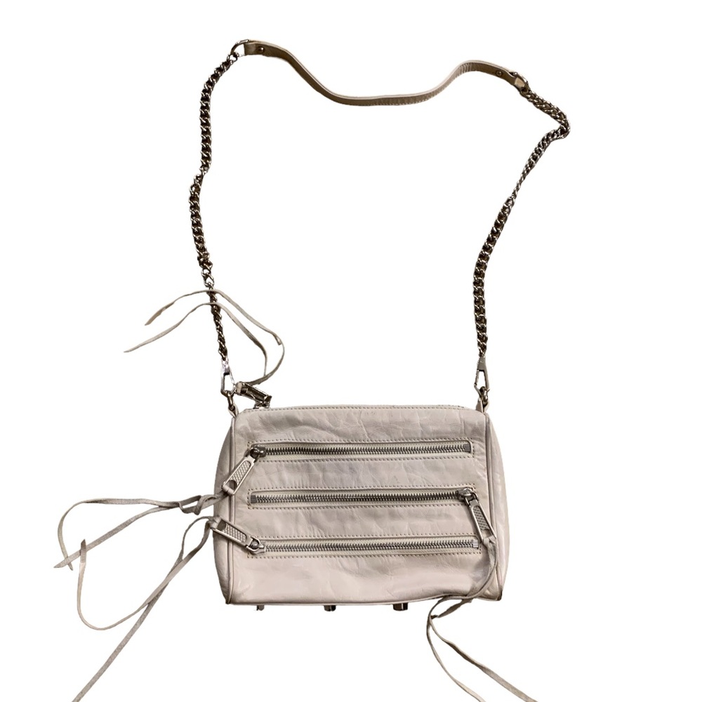 Rebecca Minkoff | Leather Mini Mac Tassels Zipper Detail Cream White Crossbody - Picture 9 of 16